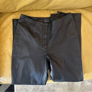 INC Black Genuine Leather Croc-Embossed Pants